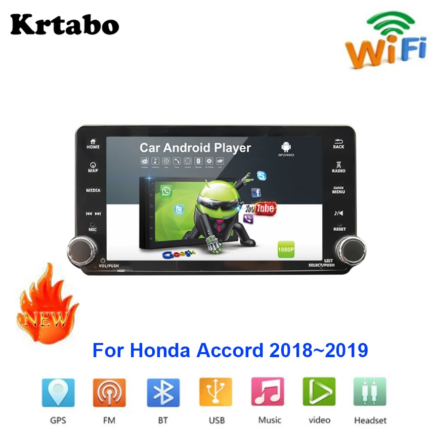 Car radio Android multimedia player For Honda Accord 2018~2019 touch screen GPS Navigation Support Carplay Bluetooth | Автомобили и