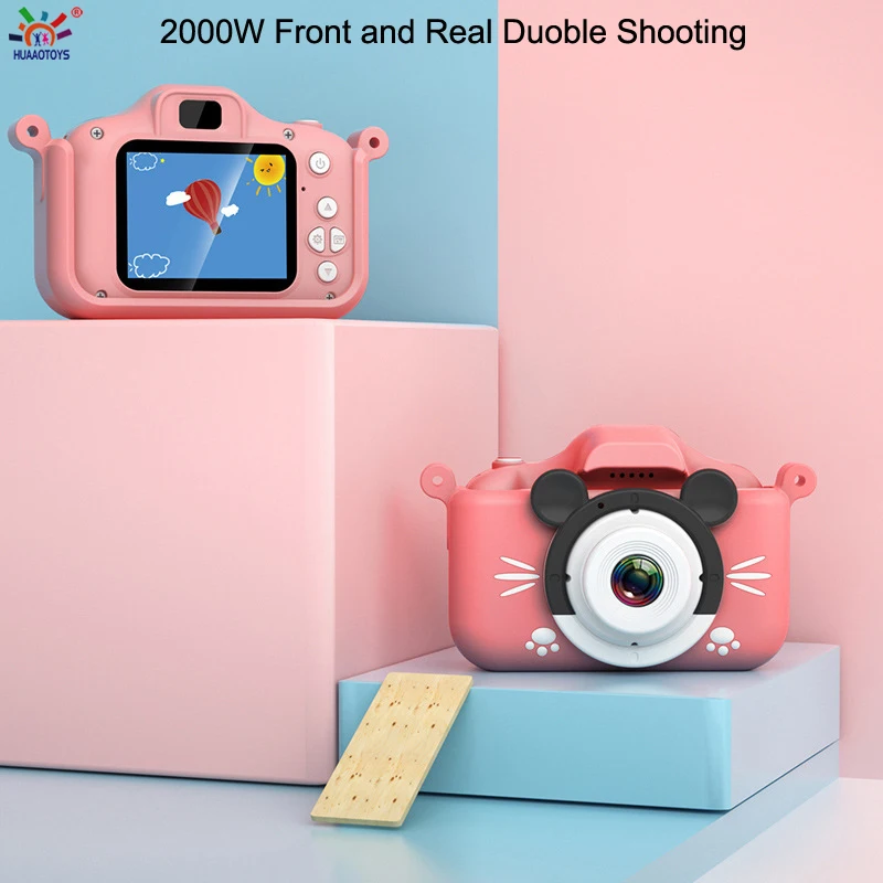 

Cartoon Anti-fall Mini Kids Digital Camera Cute Cartoon Toy Camera for Boys Girls Mic Camera Double Lens Children's camera
