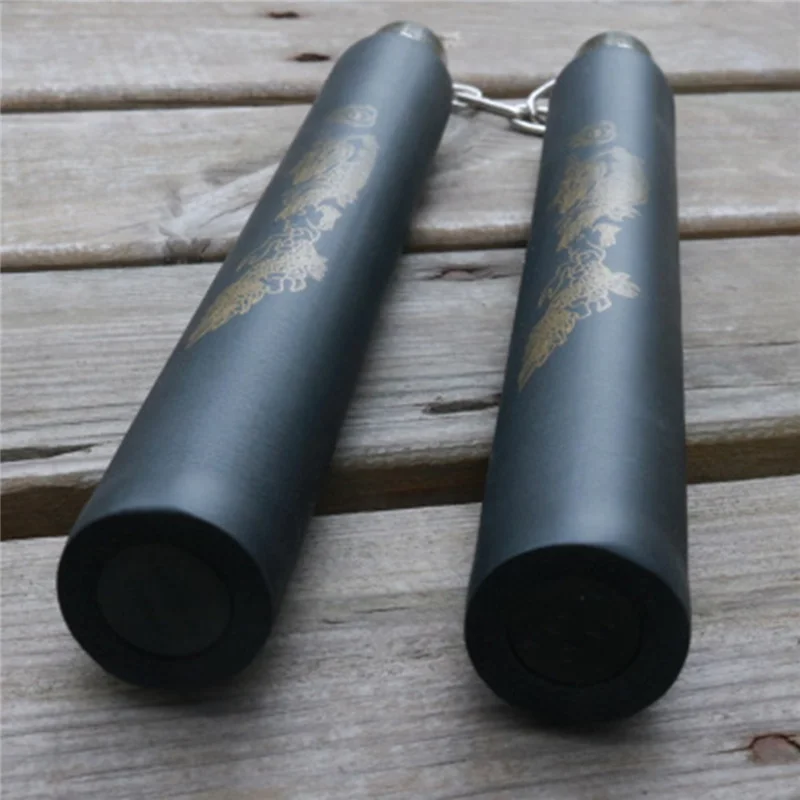 

Martial Arts Foam Nunchucks Sponge Metal Nunchaku Dragon Pattern Black Chinese Kung Fu Bruce Lee Lightweigt Portable 30cm