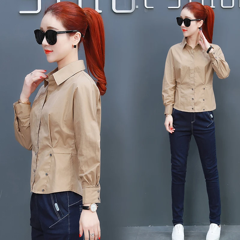 

2020 spring new Korean version of the Slim shirt female wild women spring Han Fan students shirt shirt tide