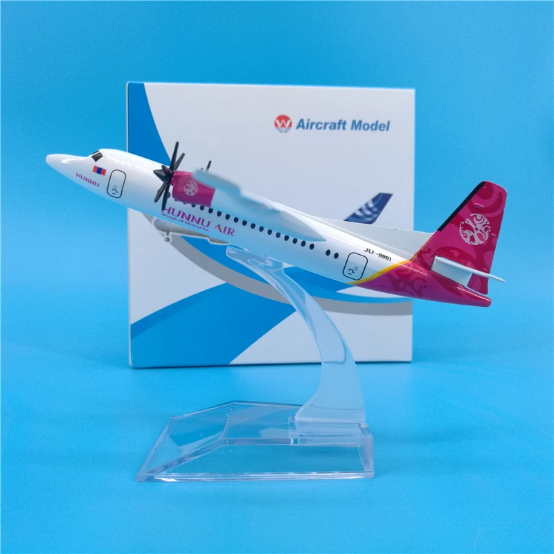 16 см монгольский Hunnu Air Fokker 50 металлическая модель самолета украшение Airlines