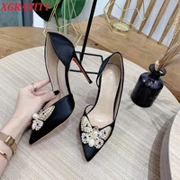 xgravity crystal sexy heel design shoes butterfly designer charming bridal woman dress shoes sexy girl lady point toe shoes a271