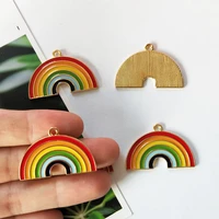 6pcs various enamel rainbow diy handmade necklace key chain earring pendant accessories findings charms jewelry making supplies