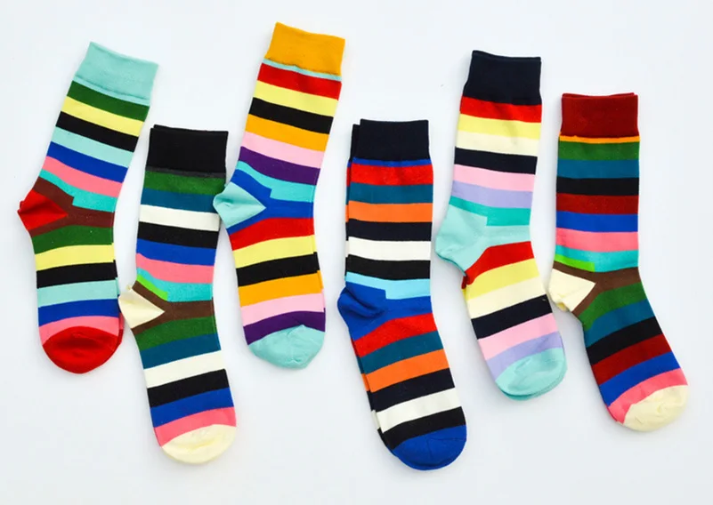 LKWDer 6 пар мужские забавные носки Calcetines Happy носки для мужчин Chaussette Homme красочные полосатые Meias удобные теплые носки