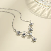 new ladies fashion flower necklace pendant inlaid cubic zirconia wedding party jewelry