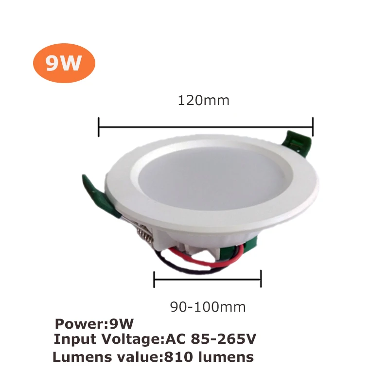 LED Downlight 9W Светодиодный светильник 3 Вт, 5 Вт, 9 Вт, 12 Вт, 15 Вт, 18 Вт, светодиодный круглый встраиваемый потолочный светильник 220 В, 230 В, 240 в, светодиодный светильник для спальни, кухни, помещений - Испускаемый цвет: LED Downlight 9W