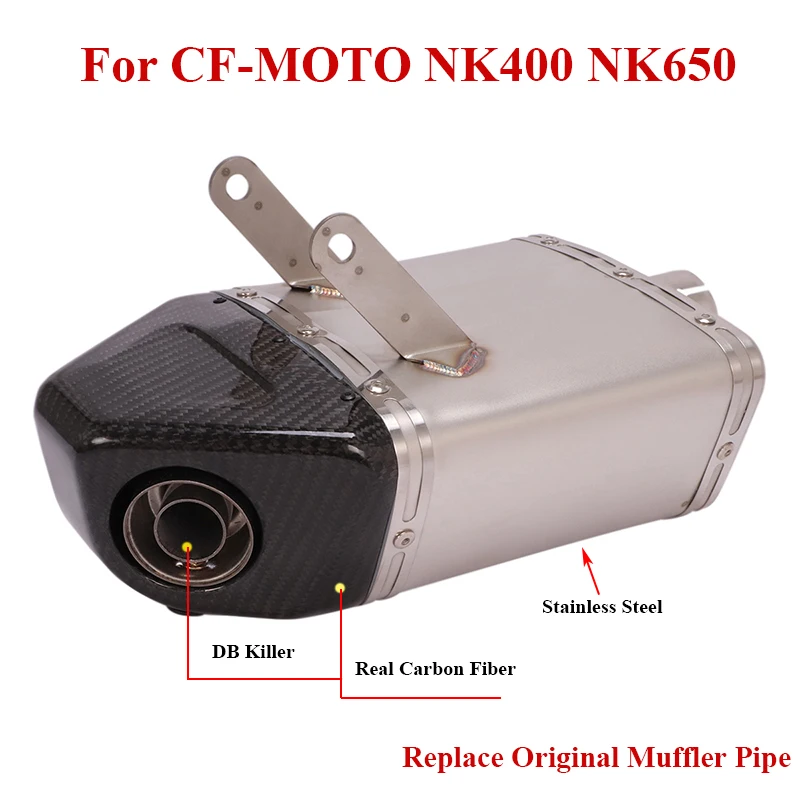 

Slip On For CF-MOTO NK400 NK650 Motorcycle Exhaust Muffler Escape Modified Scooter Silencer Tail Pipe Carbon Muffler DB Killer