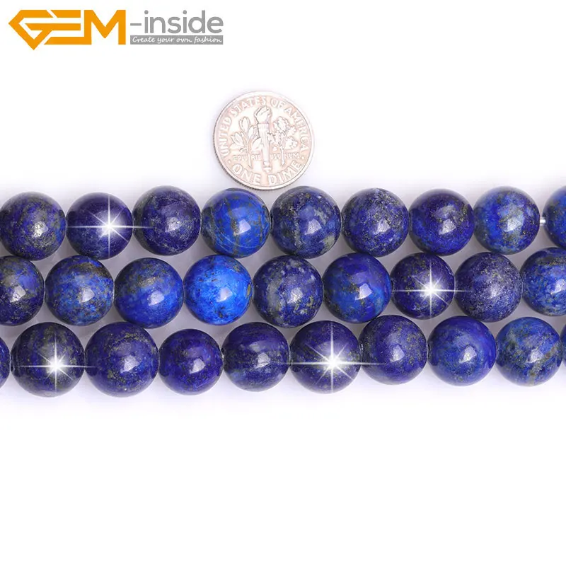 Бусины Из Натурального синего лазурита с большим отверстием круглые каменные