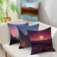 fuwatacchi colorful landscape painting pillow case abstract sunset scenery cushion cover for home sofa bed decorative pillowcase