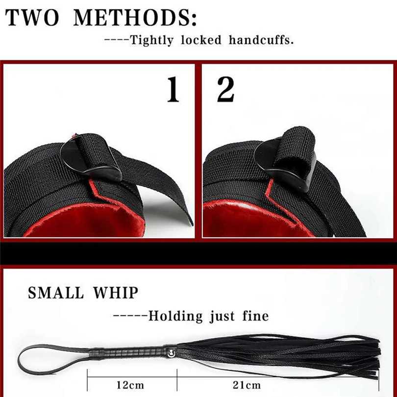 9 шт. секс аксессуары для взрослых игры наручники кнут рот кляп и веревка