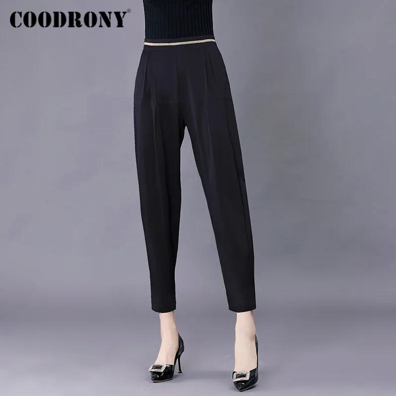 COODRONY Brand High Quality Business Casual Women's Soft Trousers Streetwear Fashion Urbane Female Silk Straight Pants W8005
