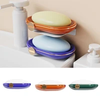 soap holder box with water collector light luxury style dual layer soap dish for bathroom kitchen soap box bathroom products