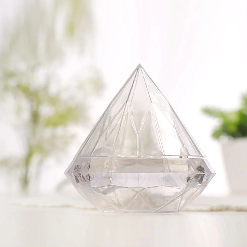 

12pcs 9cm Transparent Diamond Shape Candy Box Clear Plastic Container Box For Wedding Party Home Decor Baby Shower Favors