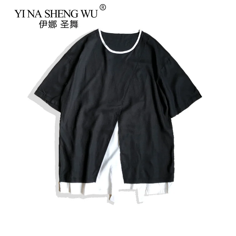 Модный дизайн топ с круглым вырезом и разрезом на подоле летняя Мужская Новая