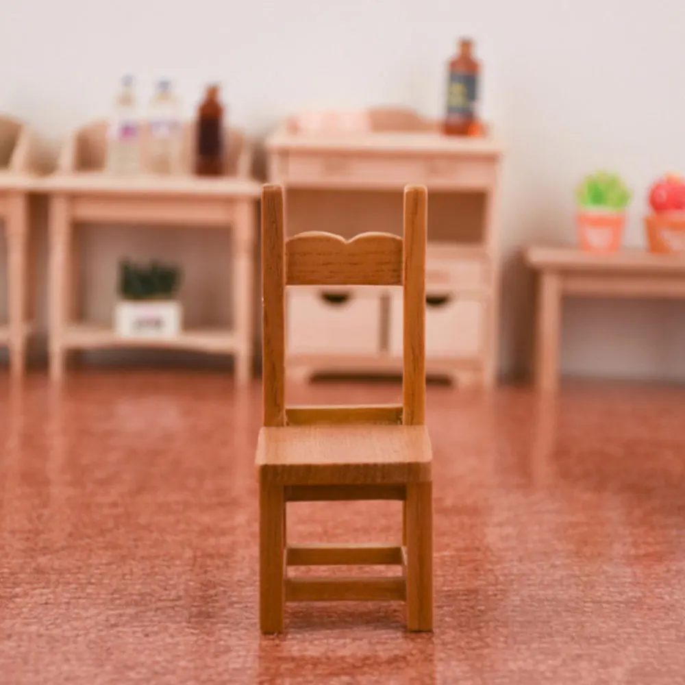 

Single Thicken Simulated Backrest Chair Toys Micro Decors Photograph Layout Props Wooden Ornaments for Doll House Micro World