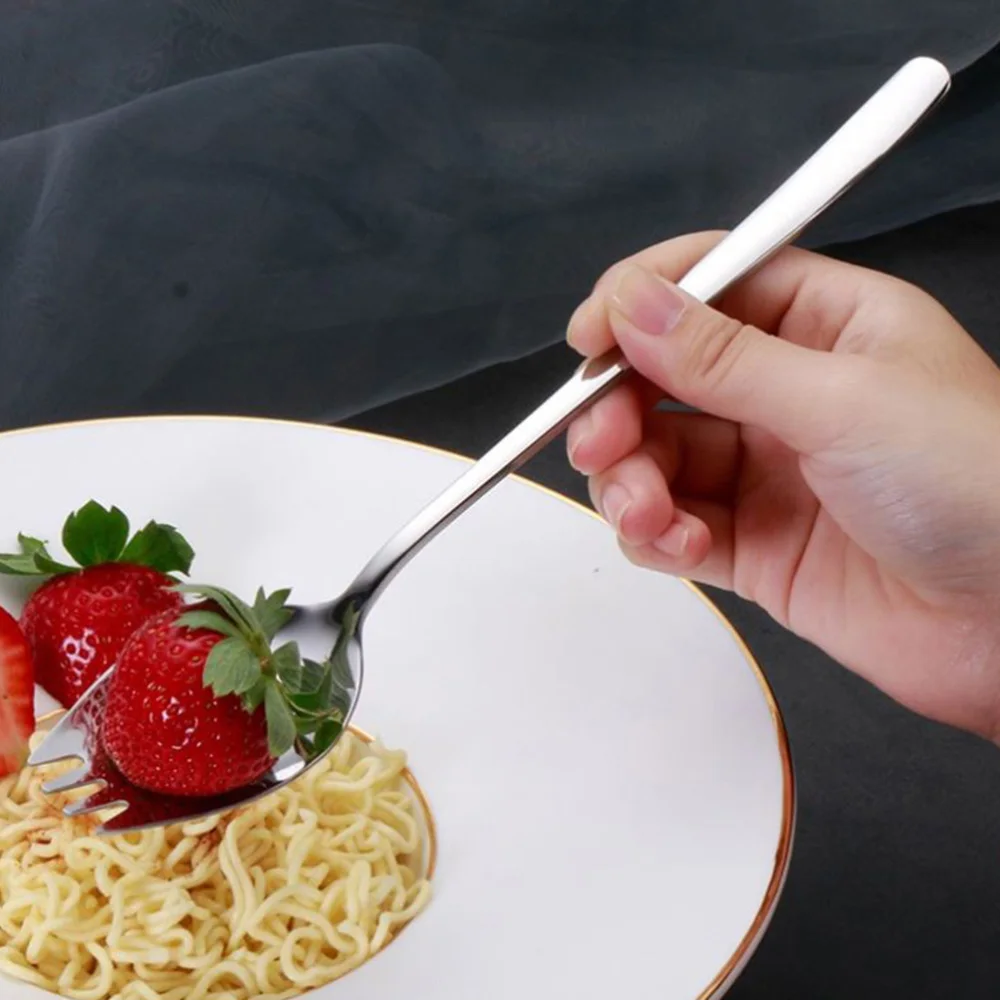 

6 Pcs Creative Salad Sporks Stainless Steel Durable Dessert Sporks (Silver)