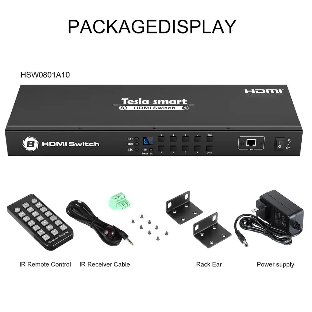 TSL-HSW0801A10 HDMI переключатель Tesla smart аудио видео 8 порты HDMI Switch 8 input 1 output Поддержка 3840*2160/4 K - Цвет: TSL-HSW0801A10