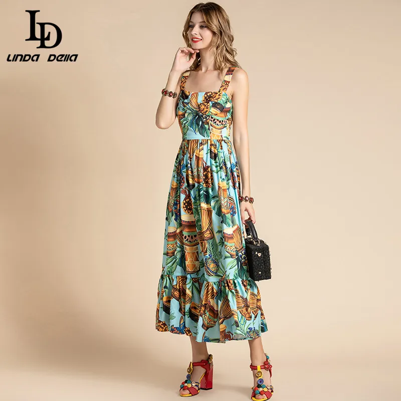 LD LINDA DELLA 2021 летнее модное дизайнерское платье для отпуска женское на бретельках в