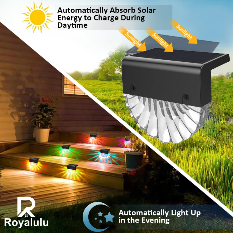 

Royalulu Outdoor Waterproof Wall Light LED Solar Shell Fence Wall Light Stair Lighting Garden Decoration Lights