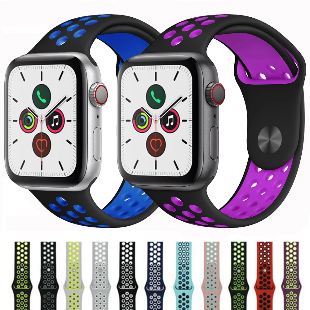 Силиконовый ремешок для apple watch 5 4 band correa apple watch 44 мм 40 мм 42 мм 38 мм iwatch 5 4 3 2 1 спортивный браслет на запястье