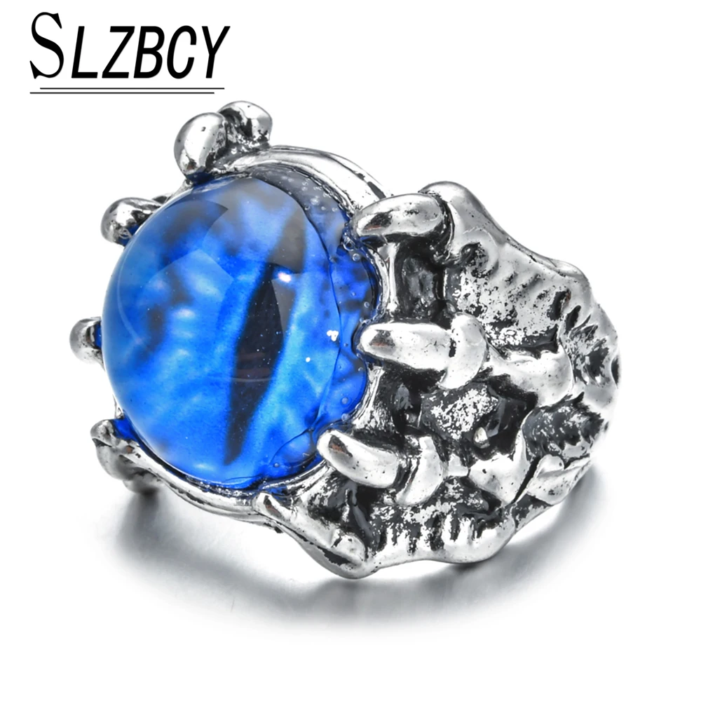 

Punk Vintage Men Retro Dragon Claw Evil Eyes Rings Devil Eyeball Snake Animal Male Crystal Finger Ring Jewelry Halloween Gifts