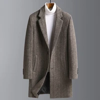 high quality winter mid length woolen coats mens korean style slim fit plus size mens tops wool blend jackets coats outwear