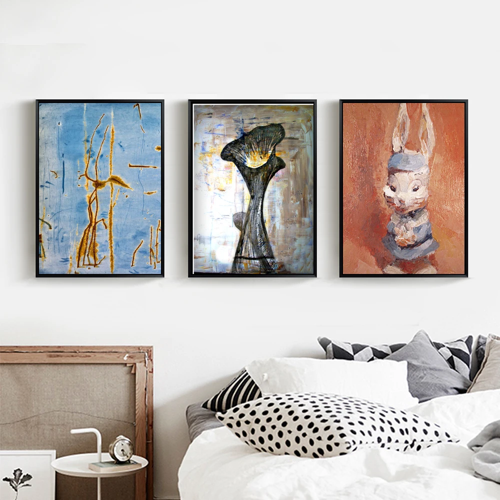 

Wall Art Nordic Abstract Rabbit Animal Posters Canvas Painting Prints Living Bedroom Home Decoration Bar Decor Wall Pictures