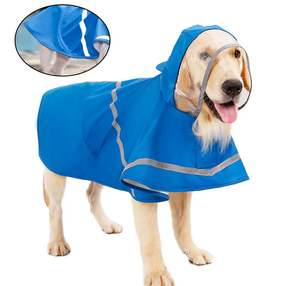 

1PC Dog Rain Coat Reflective Pet Rainwear Puppy Waterproof Clothes Pet Supplies Size XS (Blue)
