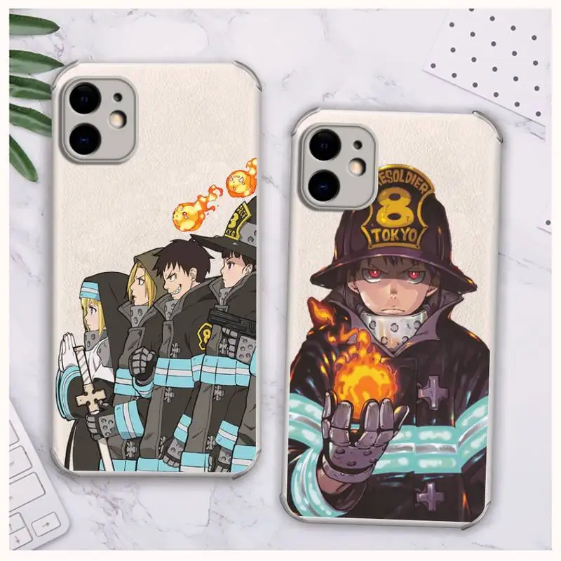 

Tamaki Fire Force anime Phone Case Lambskin Leather For iphone 12 11 8 7 6 XR X XS PLUS MINI PLUS PRO MAX Shockproof
