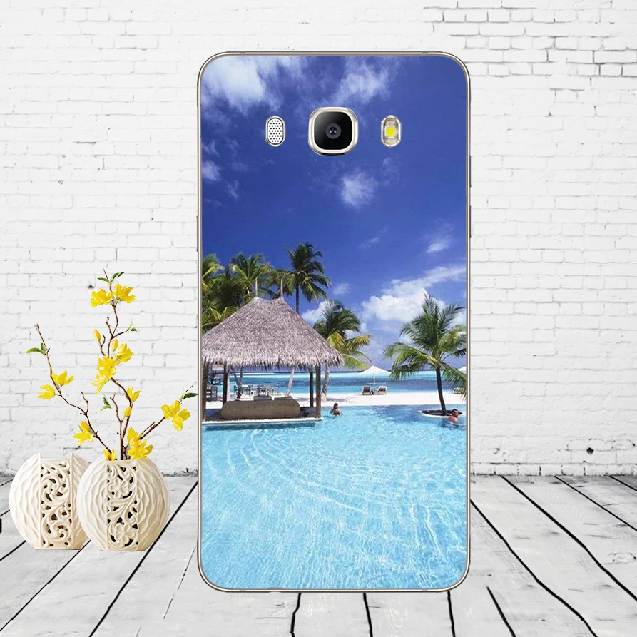 Летний пляж на закате на море пальмы чехол с елкой Крышка для samsung Galaxy a3 a5 A6 A8 j3 j5 j7