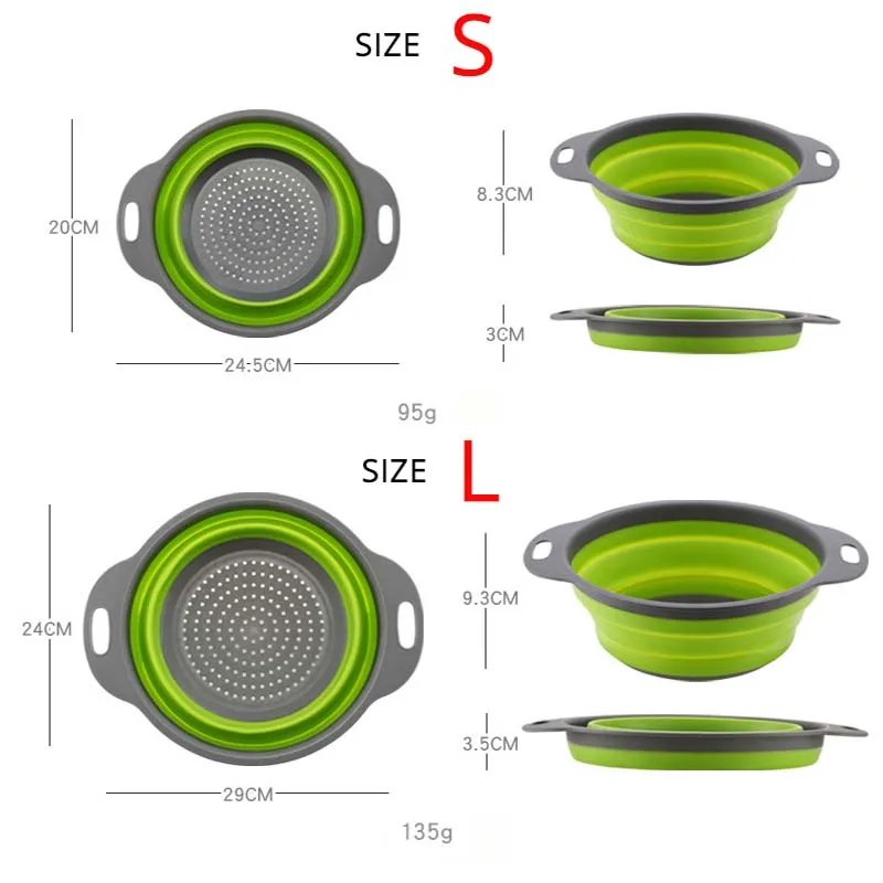 

Foldable Silicone Colander Fruit Vegetable Washing Basket Strainer Strainer Collapsible Drainer With Handle Kitchen Tools