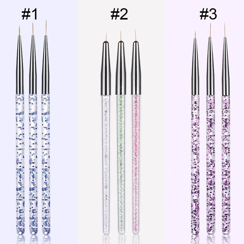 3Pcs/Set UV Gel Brush Nail Art Liner Drawing Painting Flower Pen Mixed Size Plastic DIY Tools | Красота и здоровье