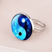 chinese element yin yang tai chi ring accessories cats footprints time gem jewelry gifts