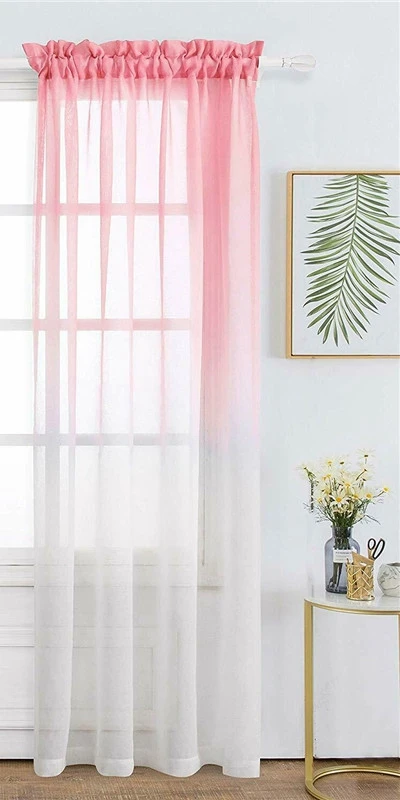 Pink Tulle 1 шт. шток карман прозрачный тюль ткань шторы с переходным рисунком для гостиной спальни синий серый розовый и белый занавес свадебный Декор D3 - Цвет: Pink Tulle