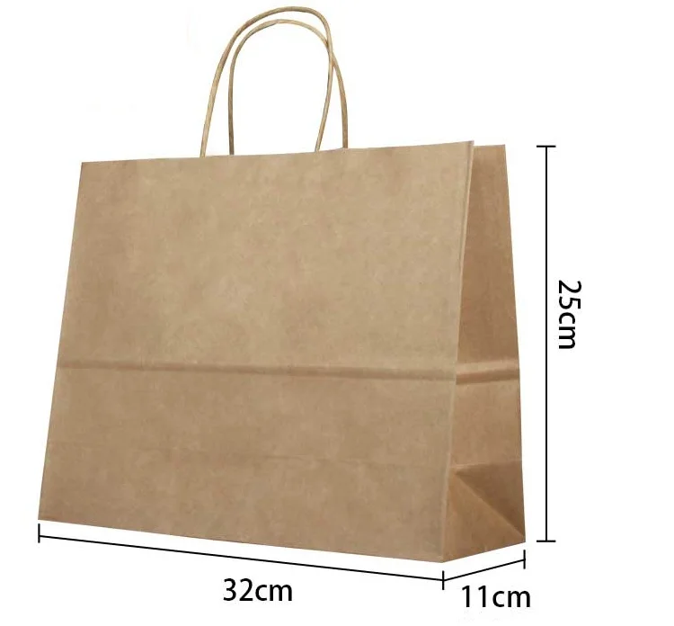 Подарочный пакет из крафт-бумаги с ручкой 33x25x12 см 10 шт. | Дом и сад
