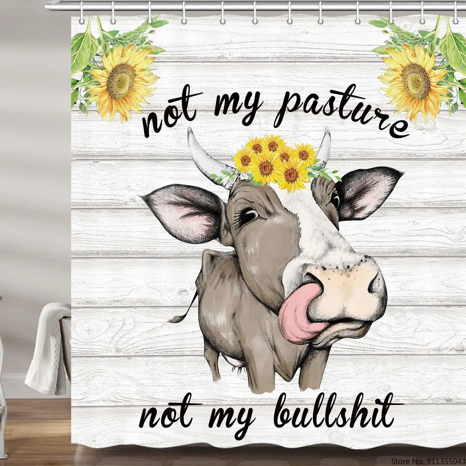 

Farmhouse Animals Floral Custom 3D Shower Curtain Bathroom Waterproof Curtains Customized Environmental Toilet Door Curtain