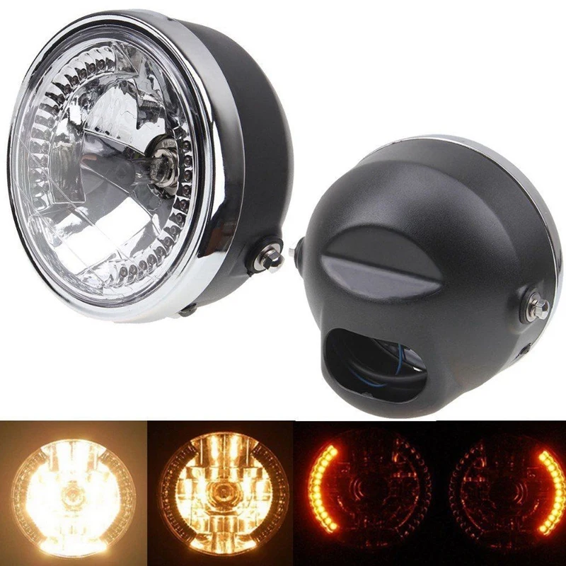 

Motorcycle 7 inch Round Lights head light lamp Headlights LED Turn Signal+Mount Bracket for Honda Yamaha Suzuki Kawasaki