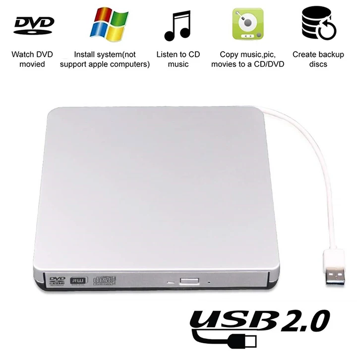 Внешний DVD/CD RW привод горелки оптический USB2.0 DVD писатель рекордер CD/DVD rom плеер для ноутбука Настольный Macbook Pro с Windows