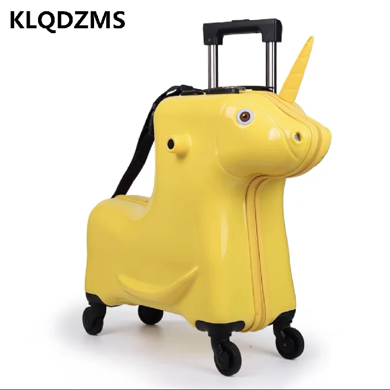 KLQDZMS Kids Riding luggage 20 Inch Travel Suitcase On Wheels Children's Trolley Case Multifunctional Rolling  Suitcase