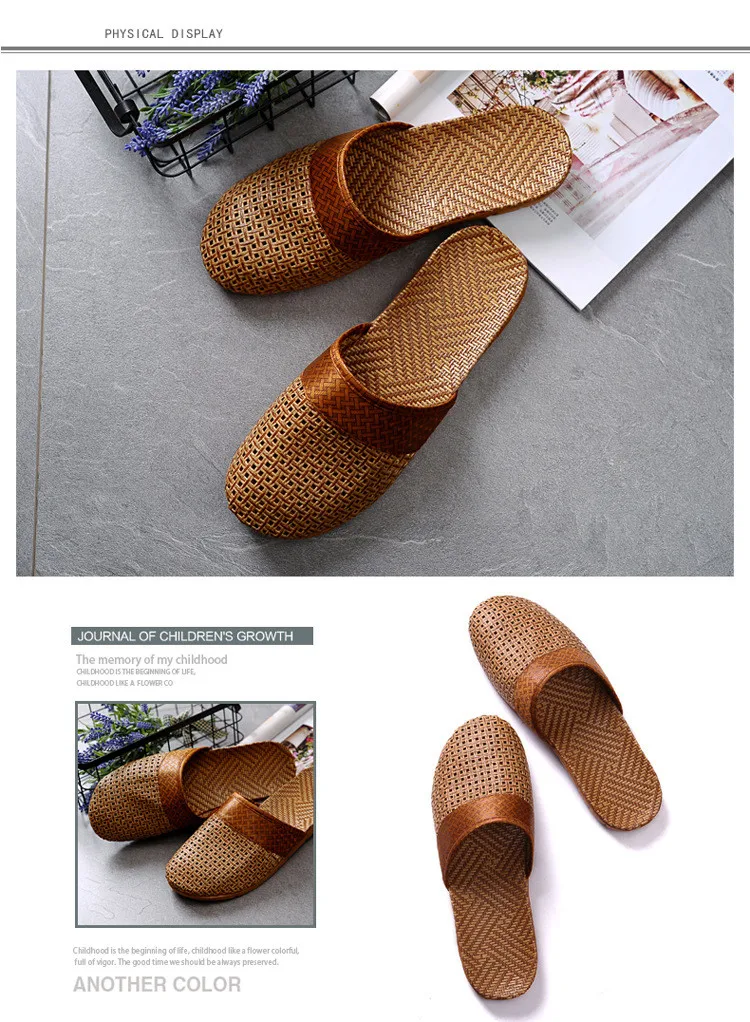 

Suihyung New Men Summer Shoes Slippers Flax Weaving Breathable Non-slip Male Sandals Beach Flip Flops Man Indoor Slippers Slides