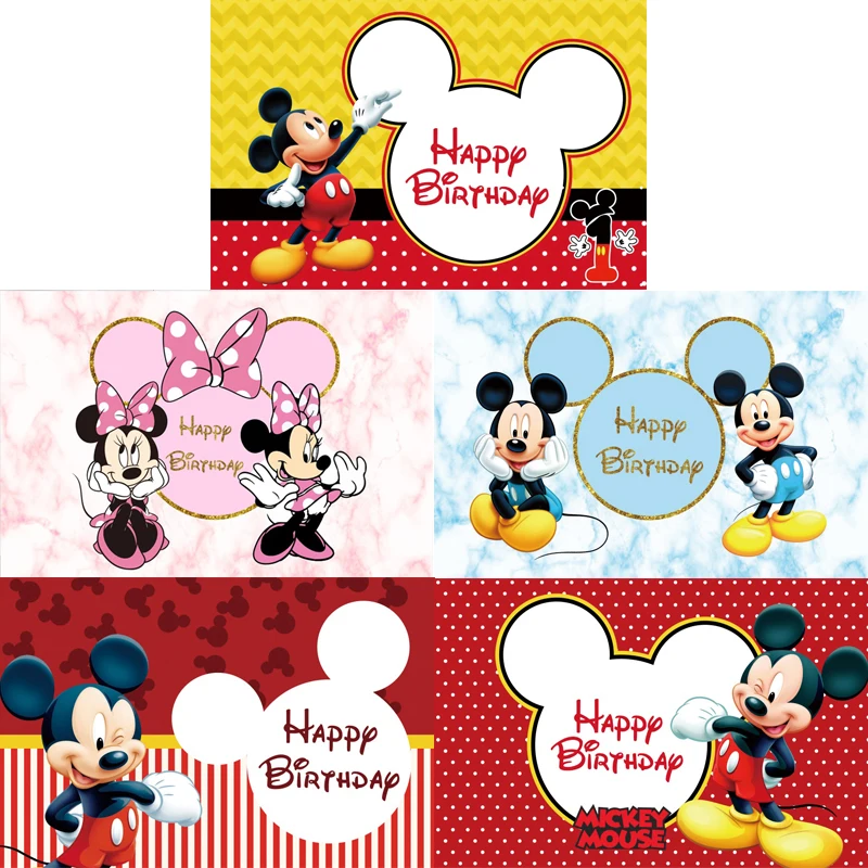 

Disney Minnie Mickey Mouse Customizable Birthday Decor Photo Shootings Photography Backgrounds Vinyl Cloth Baby Shower Backdrops