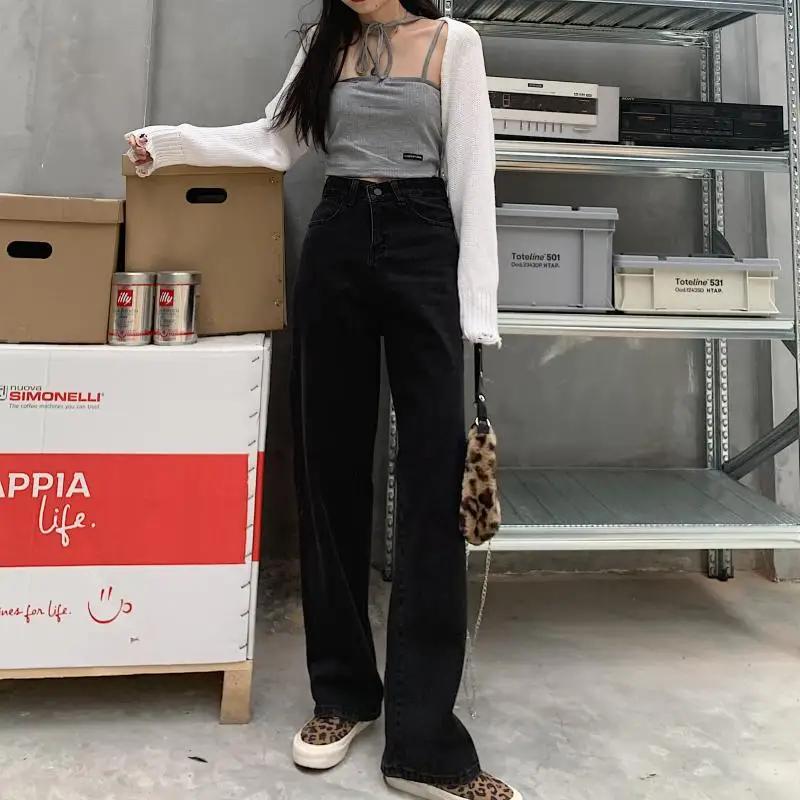 

Autumn Winter Women Vintage jeans2021New Y2K Wide Leg Trousers Fashion Female Streetwear High Waist BF Oversize Wide Leg Trouser