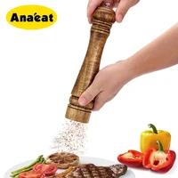 anaeat 1pc pepper spice mills cooking gadgets oak wood handheld pepper salt grinder seasoning for ktitchen bbq tools