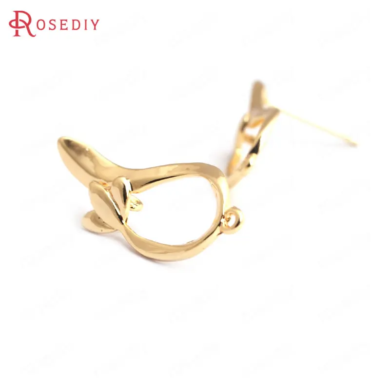 6 шт. латунные серьги-гвоздики с цветком орхидеи 22x9 5 мм