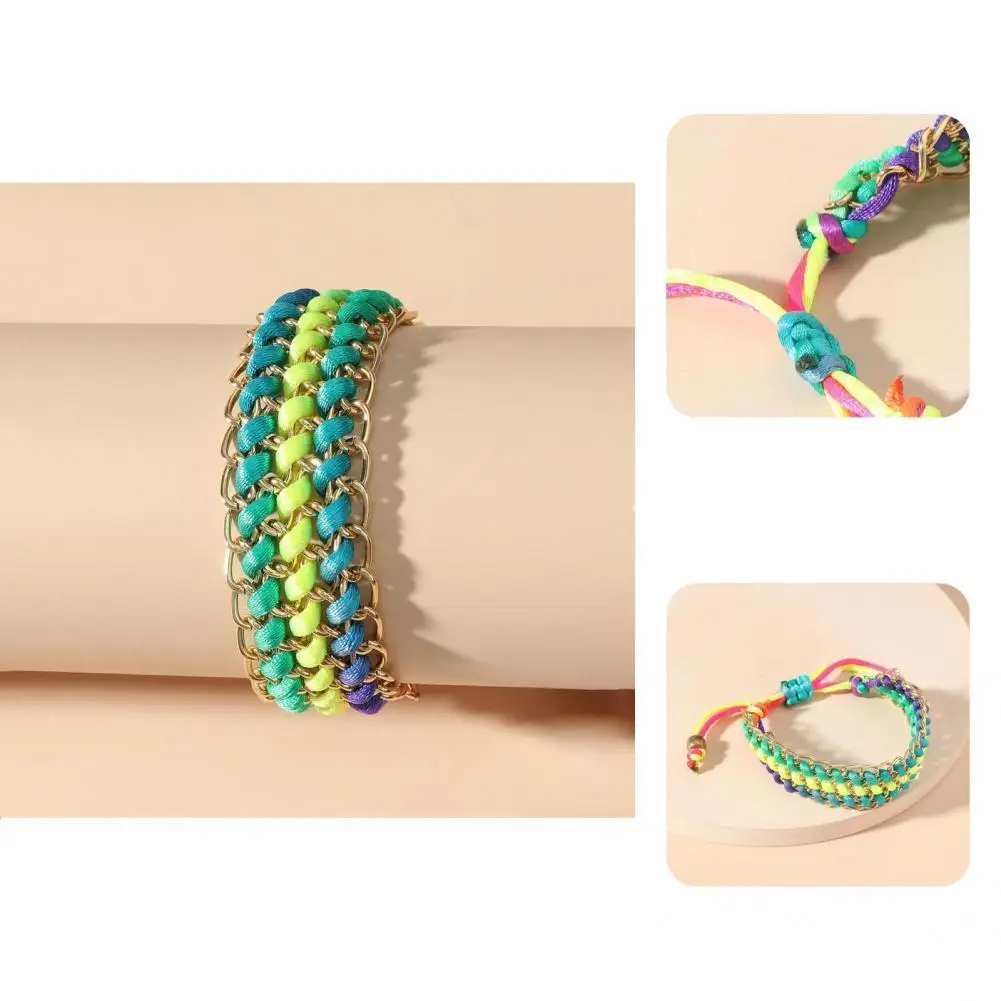 

Braided Wristband Stylish Woman Men Retro Colorful Adjustable Couple Bracelet Chic Gift Couple Bracelet Unisex Bracelet