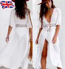 2020 женское пляжное бикини, длинное однотонное платье-кафтан, летние платья-Макси в стиле бохо, одежда для плавания