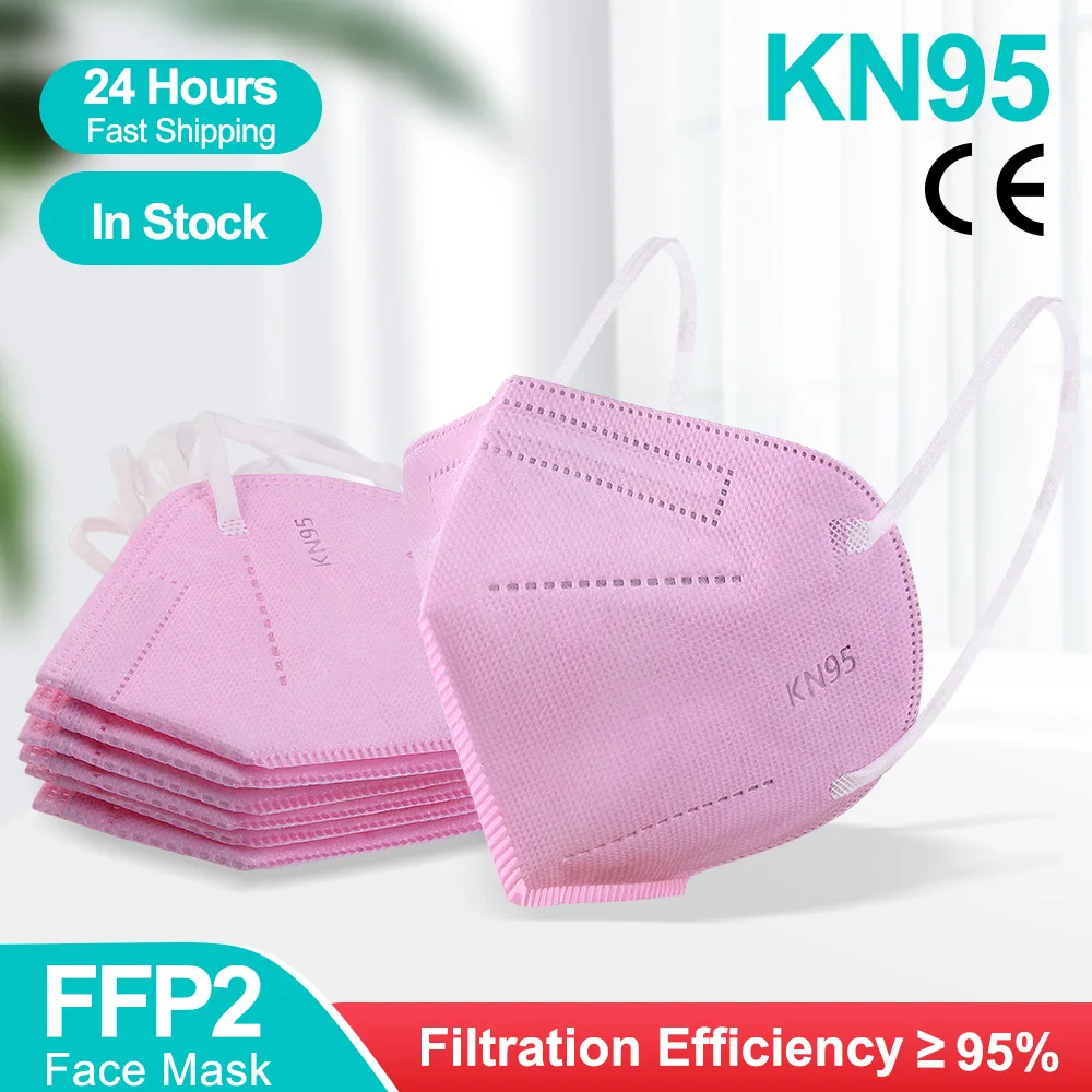 10-200 шт. KN95 розовый маски для лица FFP2 анти PM2.5 пыль маска фильтр дышащая