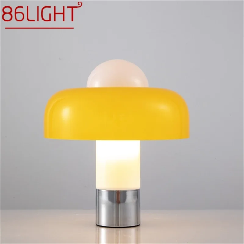 

86LIGHT Modern Nordic Table Lamp LED Yellow Mushroom Desk Lighting for Home Bedroom Decoration