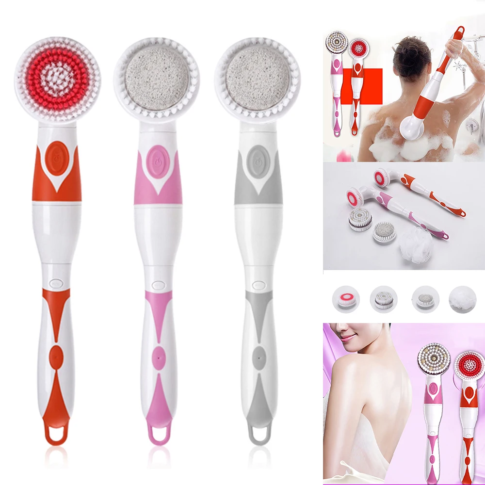 4 в 1 электрическая Массажная щетка для очистки ванной ванны с длинной ручкой