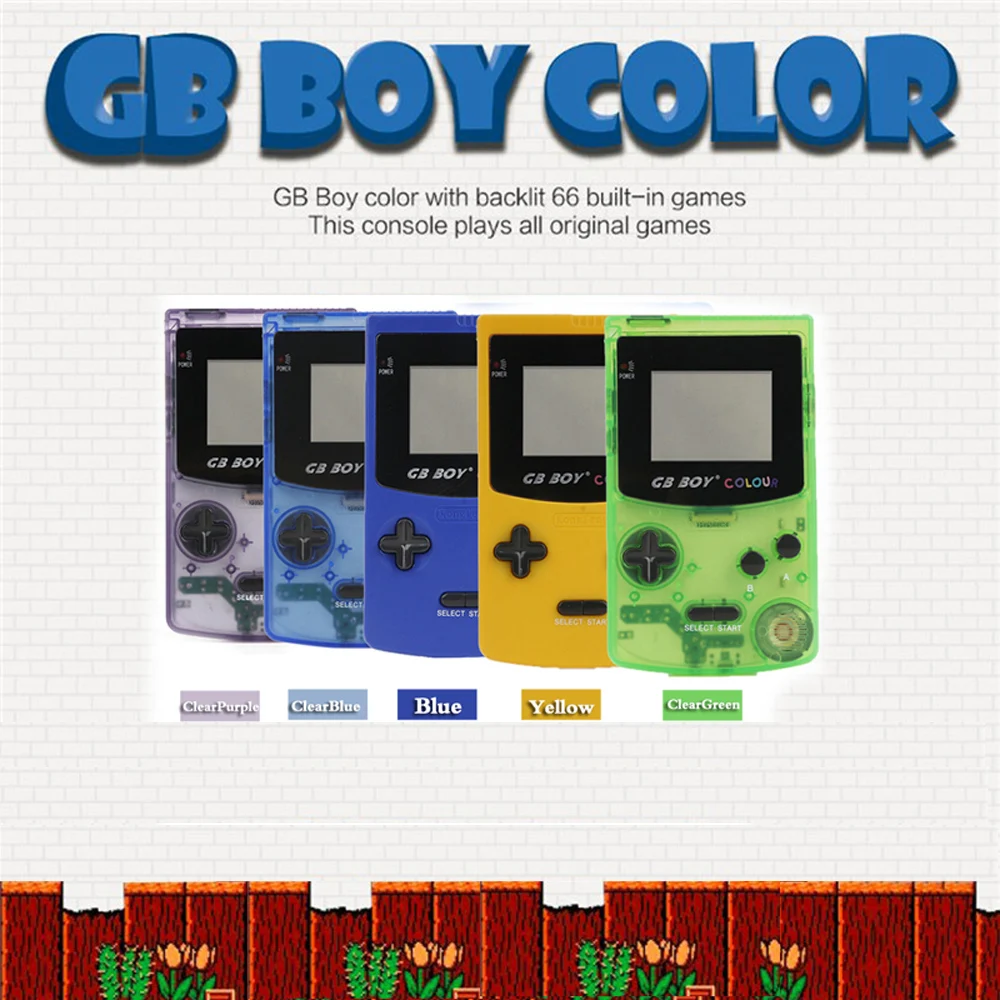 

GB Boy Portable Handheld Game Player 2.7" Colorful Retro Classic Game Console Consoles with Backlit 66 Built-in Child Gamepad
